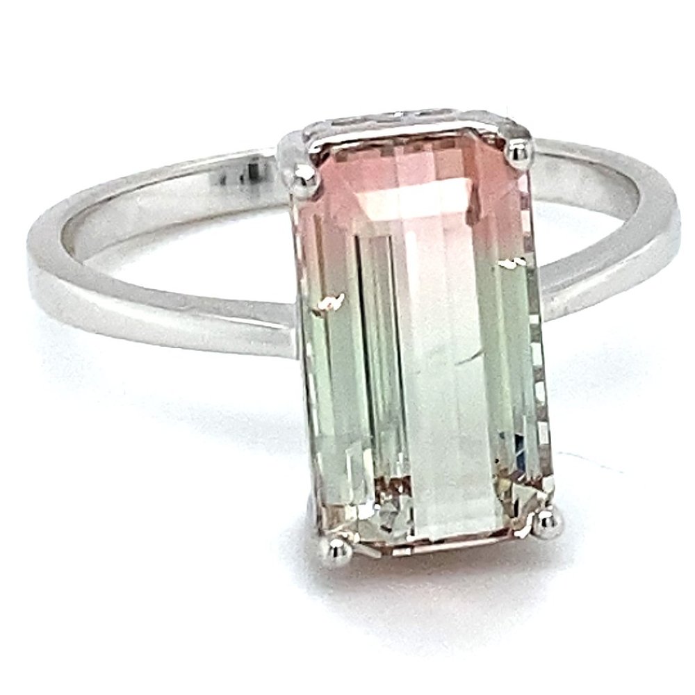 Watermelon Tourmaline 4.25ct Solid 18K Gold Ring